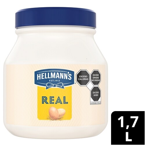 Hellmann's® Mayonesa Real 1,7 L - Hellmann's® Real es una mayonesa reducida en grasa que puede emplearse para distintas aplicaciones en frío y en caliente.